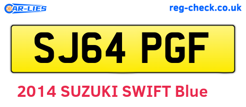 SJ64PGF are the vehicle registration plates.