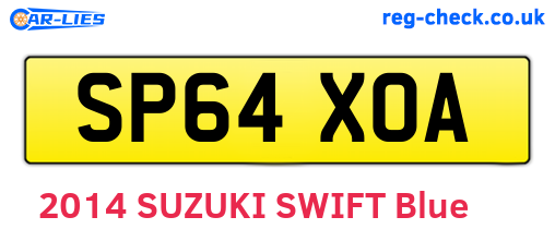 SP64XOA are the vehicle registration plates.