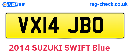VX14JBO are the vehicle registration plates.