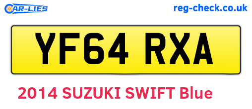 YF64RXA are the vehicle registration plates.