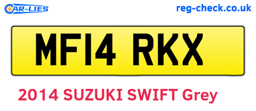 MF14RKX are the vehicle registration plates.
