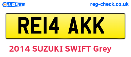 RE14AKK are the vehicle registration plates.
