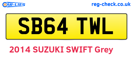 SB64TWL are the vehicle registration plates.