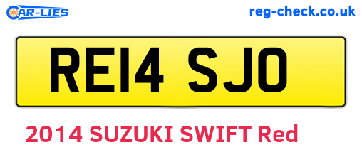 RE14SJO are the vehicle registration plates.