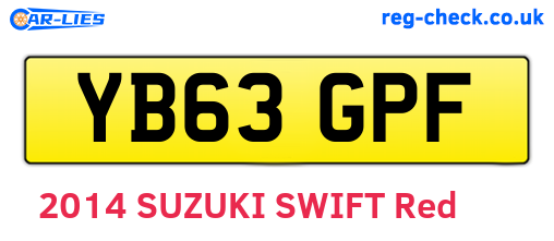 YB63GPF are the vehicle registration plates.
