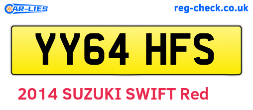 YY64HFS are the vehicle registration plates.