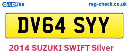 DV64SYY are the vehicle registration plates.