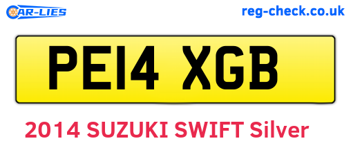 PE14XGB are the vehicle registration plates.