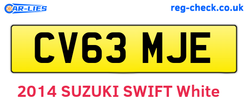 CV63MJE are the vehicle registration plates.