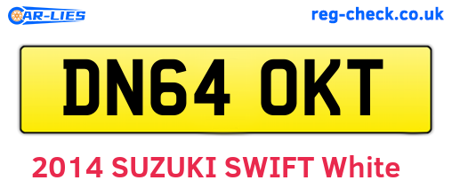 DN64OKT are the vehicle registration plates.