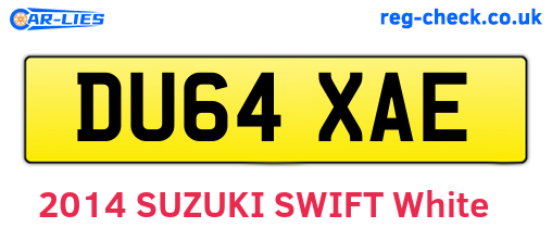 DU64XAE are the vehicle registration plates.