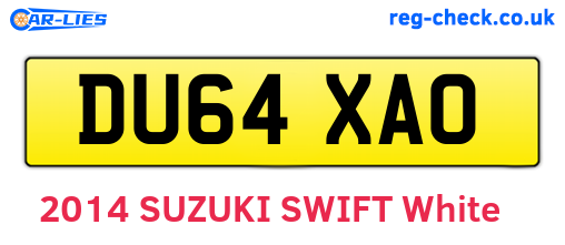 DU64XAO are the vehicle registration plates.