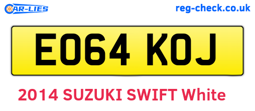 EO64KOJ are the vehicle registration plates.
