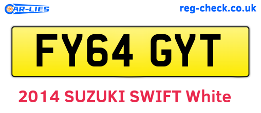 FY64GYT are the vehicle registration plates.