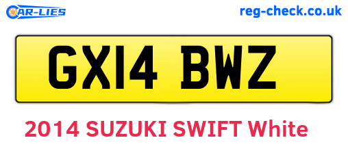 GX14BWZ are the vehicle registration plates.