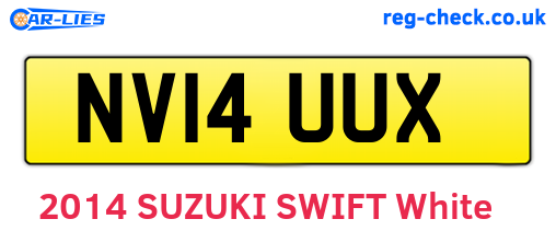 NV14UUX are the vehicle registration plates.