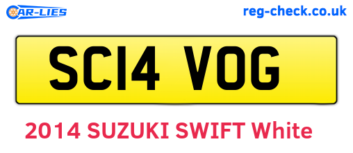 SC14VOG are the vehicle registration plates.