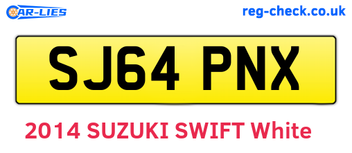 SJ64PNX are the vehicle registration plates.
