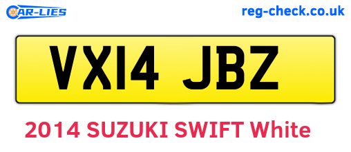 VX14JBZ are the vehicle registration plates.