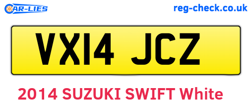 VX14JCZ are the vehicle registration plates.