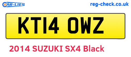 KT14OWZ are the vehicle registration plates.