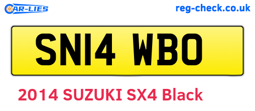 SN14WBO are the vehicle registration plates.