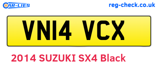 VN14VCX are the vehicle registration plates.