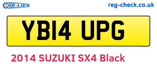 YB14UPG are the vehicle registration plates.