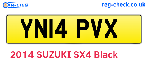 YN14PVX are the vehicle registration plates.