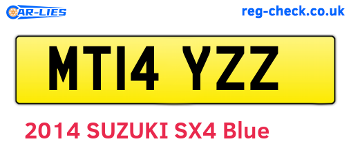 MT14YZZ are the vehicle registration plates.