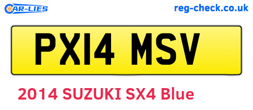 PX14MSV are the vehicle registration plates.