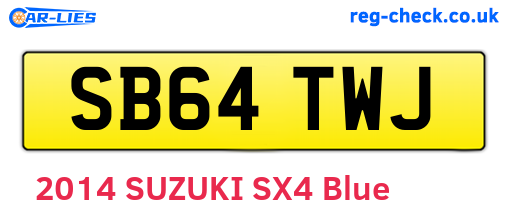SB64TWJ are the vehicle registration plates.