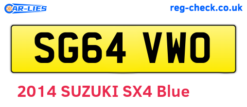 SG64VWO are the vehicle registration plates.