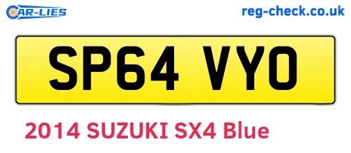 SP64VYO are the vehicle registration plates.