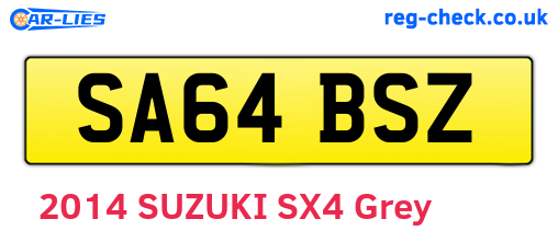 SA64BSZ are the vehicle registration plates.