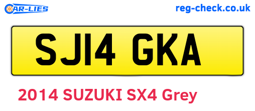 SJ14GKA are the vehicle registration plates.