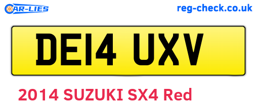 DE14UXV are the vehicle registration plates.