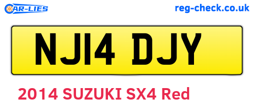 NJ14DJY are the vehicle registration plates.