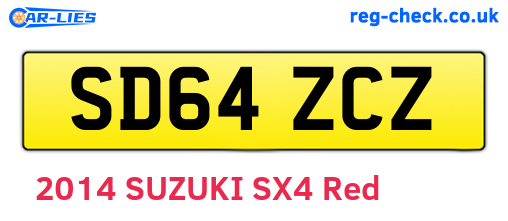 SD64ZCZ are the vehicle registration plates.