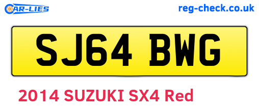 SJ64BWG are the vehicle registration plates.