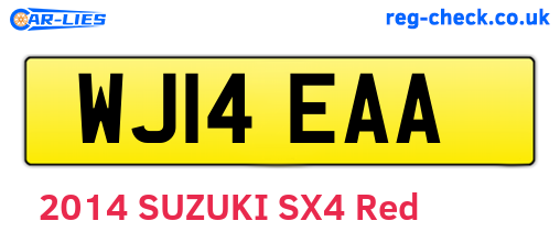WJ14EAA are the vehicle registration plates.