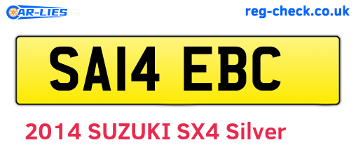 SA14EBC are the vehicle registration plates.