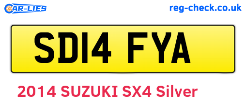 SD14FYA are the vehicle registration plates.