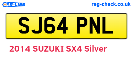 SJ64PNL are the vehicle registration plates.