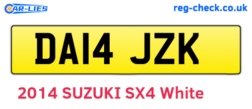 DA14JZK are the vehicle registration plates.