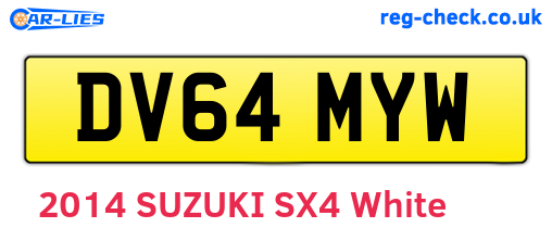 DV64MYW are the vehicle registration plates.