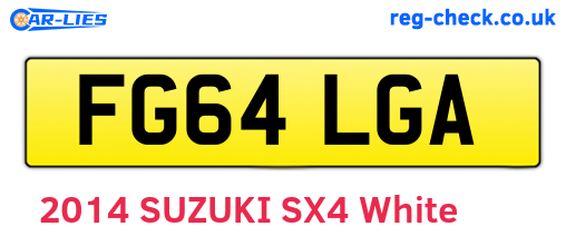 FG64LGA are the vehicle registration plates.