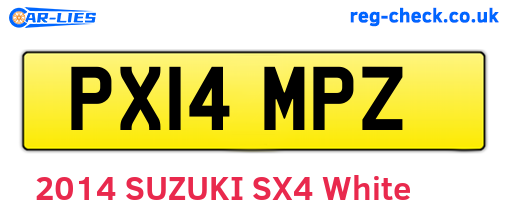 PX14MPZ are the vehicle registration plates.