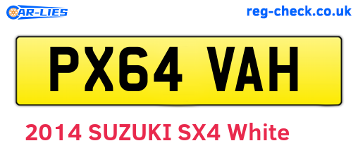 PX64VAH are the vehicle registration plates.