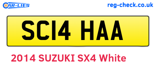 SC14HAA are the vehicle registration plates.